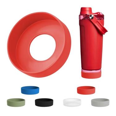 Imagem de WUQID Bota de silicone compatível com garrafa Stanley Activate Shaker de 590 ml, inferior antiderrapante e protetor macio antiarranhões (vermelho pimenta)