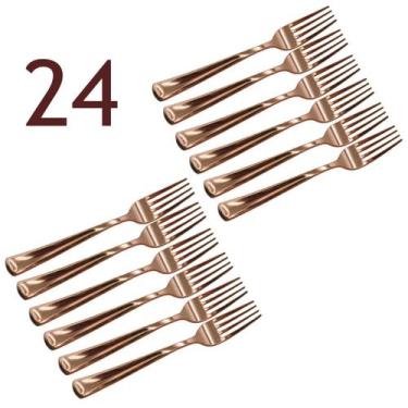 Imagem de Garfo Refeição Festa Luxo Descartável com 24 Unidades - Make+, RoseGol