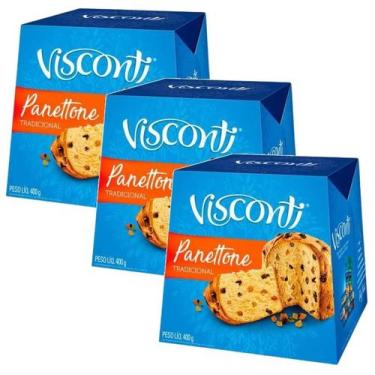 Imagem de 3 panetone visconti frutas cristalizadas presente natal 400g