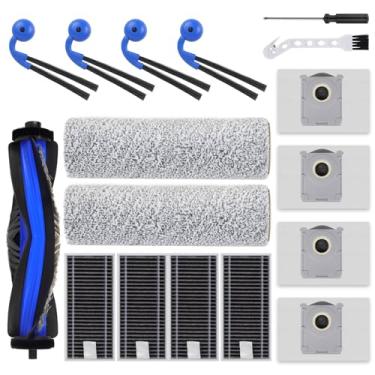 Imagem de Pacote com 16 peças de substituição X9 Pro compatíveis com DEEBOT X9 Pro Omni Robot Aspirador Acessórios, 1 escova principal, 2 escovas de rolo de esfregão, 4 escovas laterais, 4 filtros HEPA, 4 sacos