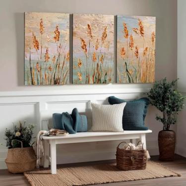 Imagem de Kit 3 Quadros Decorativos Canvas, Arte Para Quarto, Sala, Corredor, 60x90cm, Flores