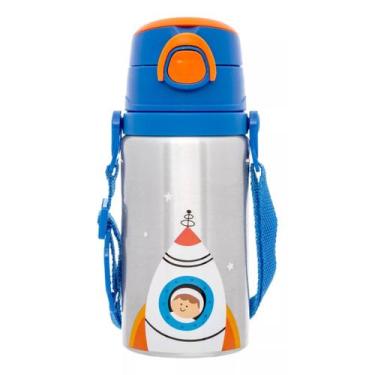 Imagem de Copo Infantil Garrafinha de Aluminio Garrafa com Canudo Astronauta Bub