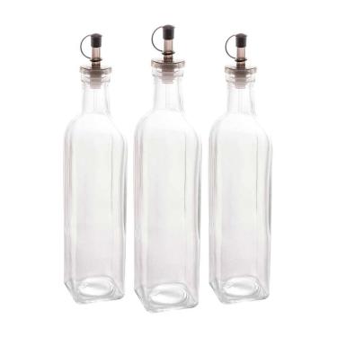 Imagem de Kit 3 Garrafas Para Azeite De Vidro Com Tampa Lyor 510ml