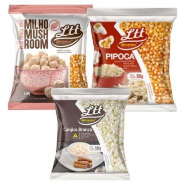 Imagem de Kit Milho de Pipoca Mushroom 1kg + Pipoca Tipo1 500g + Canjica Branca 