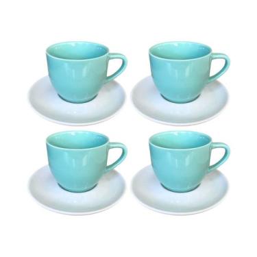 Imagem de Conjunto com 4 xícaras de chá paris com pires 170 ml - Porcelana , VER