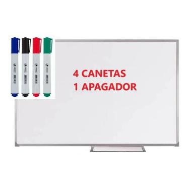Imagem de Lousa Quadro Branco Moldura De Aluminio 100x70 Cm - Com Canetas e Apag