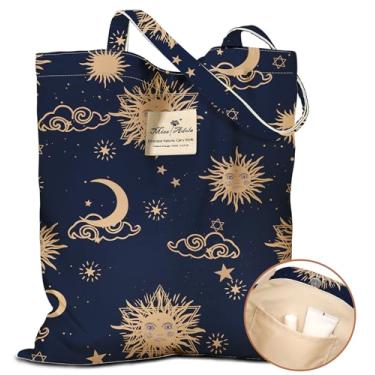 Imagem de Miss Adola Sacola estética feminina – Sacolas reutilizáveis com bolso e fivela magnética, design fofo, bolsa de ombro feminina de tecido de algodão para compras de supermercado, trabalho diário, sinal