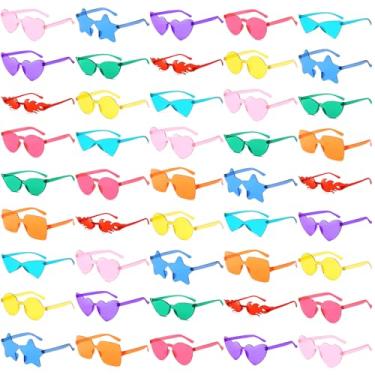 Imagem de Matcheck 45 Óculos de sol de estilo misto sem aro, multicolorido, retrô, colorido, para festa, cor doce, bachlor, sessão de fotos, acessórios de fantasia