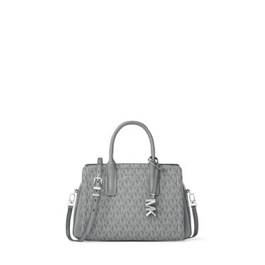 Imagem de Michael Kors Bolsa pequena Laila, ferragens prateadas/tonal MK Signature Coated Shill/Storm