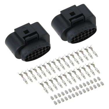 Imagem de eMagTech 2 peças de plugue elétrico de carro de 14 pinos 6X0973717 compatível com VW, compatível com Audi