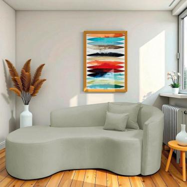 Imagem de Recamier Curvo Orgânico 200cm 3 Lugares Lado Esquerdo para Sala de Estar Bouclé Londres Verde Oliva