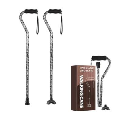 Imagem de Bengala de caminhada para mulheres e homens, bengala dobrável leve com alça deslocada, bengala ajustável para equilíbrio de mobilidade de idosos, base pequena, flor de 81-94 cm