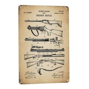 Imagem de Pôster de rifle (1) placas de lata retrô inspiradoras citações de vida rústica decorativa arte de parede presentes exclusivos 20 x 30 cm