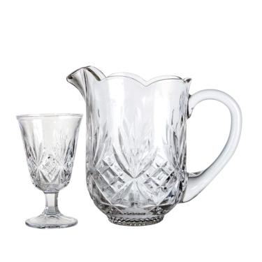 Imagem de Jogo de Jarra e Taças para Água Cristal Ecológico Lapidadas 7pç L`Hermitage