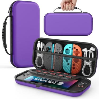 Imagem de MoKo Carrying Case for Nintendo Switch 2(2025), Protective Hard Shell Portable Travel Carry Case holds 10 Cartridges with Pockets for Switch 2 Accessories and Games, Deep Purple