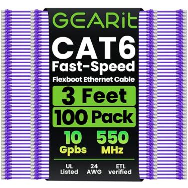 Imagem de GEARit Cabo Cat6 0,9 m (pacote com 100) - Cabo Ethernet Cat6, Cabo Ethernet Cat 6, Cat6 Patch Cable, Cat 6 Patch Cable, Cabo Cat 6, Cabo de rede, Cabo de Internet - Roxo 3 Pés