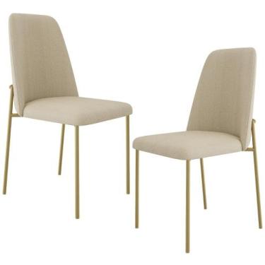 Imagem de Kit 02 Cadeiras Decorativa Estofada Para Sala De Jantar Dourada Bella 