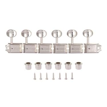 Imagem de KAISH Afinadores Pure Vintage Tuning Machines Pegs Teclas de afinação de guitarra com haste dividida para Strat/Tele/Jaguar Metal Oval Knob Destro Níquel