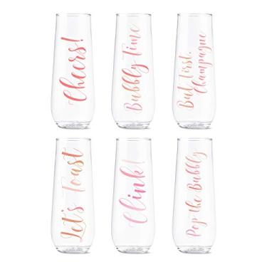 Imagem de TOSSWARE Copos de champanhe POP 255 g rosa flauta rosada série, conjunto de 6, qualidade premium, recicláveis, inquebráveis e transparentes