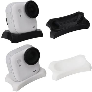 Imagem de Coyktonty Conjunto de suporte de mesa de silicone para Insta - 360 Go Ultra, suporte de mesa estável para câmera, acessórios de suporte de base portátil compacto (preto + branco)