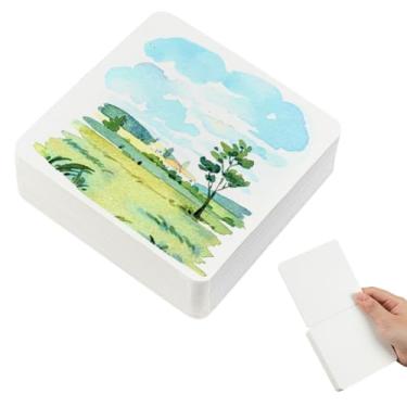 Imagem de BENECREAT Caderno de desenho de aquarela de 60 folhas, mini caderno de pintura portátil de 9,5 x 8,5 cm, livro de papel de desenho de pintura de artista, branco