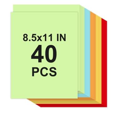 Imagem de Cartolina colorida 21 x 28 cm, papel colorido para impressora de 5 cores 34 kg/200 g/m², cartolina de 40 folhas, papel cartolina de cores sortidas para convites, cartões faça você mesmo, cartões de