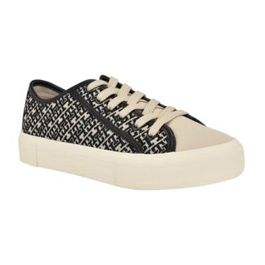 Imagem de Tommy Hilfiger Tênis feminino Aquila, Logotipo preto/bege 001, 37