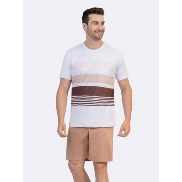 Imagem de Pijama Manga Curta Masculino Raízes do sol - Veggi, Branco, XG, Mascul