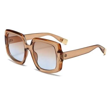 Imagem de JRLLFD Óculos de sol coloridos femininos com armação degradê, masculino e feminino, UV400, retrô, luxo (chá)