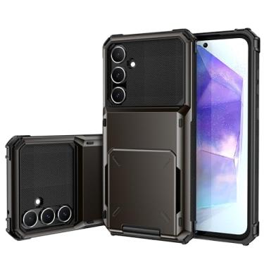 Imagem de SORAKA Capa para Samsung Galaxy A16 5G com suporte para cartão PC TPU 2 em 1 capa bumper de camada dupla à prova de choque pode conter 5 cartões cinza