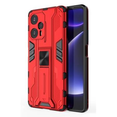 Imagem de SORAKA Capa para Xiaomi POCO F5 com suporte Capa de proteção resistente para Xiaomi POCO F5 Capa com placa de metal para suporte magnético para carro Capa Silm Fit