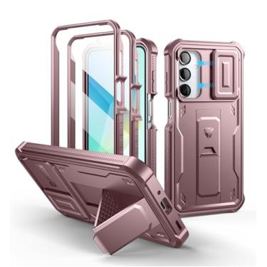 Imagem de Dexnor Capa para celular Samsung Galaxy A16-5G, [2 molduras frontais] [capa magnética deslizante e suporte] Capa resistente à prova de choque com protetor de tela, rosa peônia de 17 cm