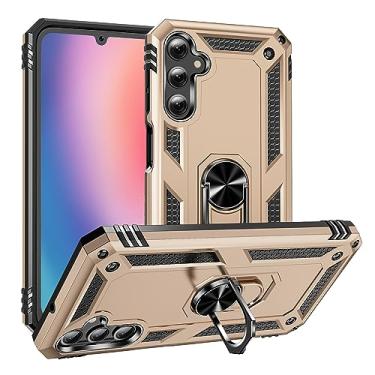 Imagem de SORAKA Capa para Samsung Galaxy A25 5G com suporte de anel capa armadura para Samsung Galaxy A25 5G capa traseira de policarbonato rígido com placa de metal para celular magnético suporte de carro