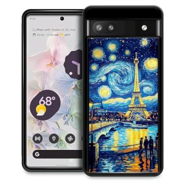 Imagem de CARLOCA Capa compatível com Google Pixel 7A, design gráfico moderno, à prova de choque, antiarranhões, proteção contra quedas para Google Pixel 7A, noite estrelada, Torre Eiffel, Paris City