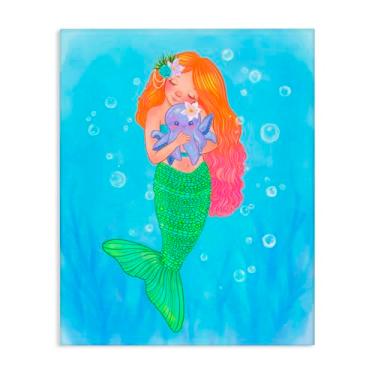 Imagem de Stupell Industries Arte de parede em tela Sweet Mermaid Love, design de Stephanie Sanchez, 76 x 61 cm