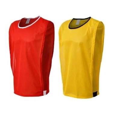 Imagem de 10 Coletes de Treino Divididos em Duas Cores (5 Vermelhos + 5 Amarelos