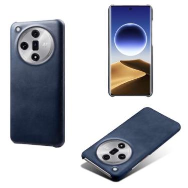 Imagem de Capa para OPPO Find X7,Proteção contra quedas,Casca de volta de cor sólida simples,Design de couro de imitação de plástico-Blue