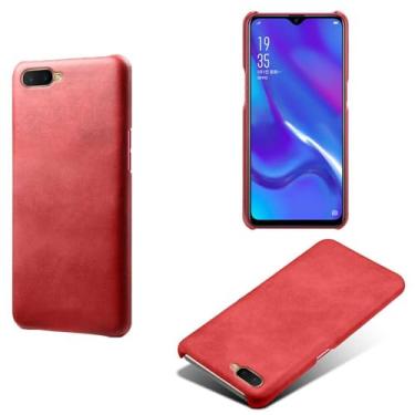 Imagem de Capa para OPPO R15X,Proteção contra quedas,Casca de volta de cor sólida simples,Design de couro de imitação de plástico-Red