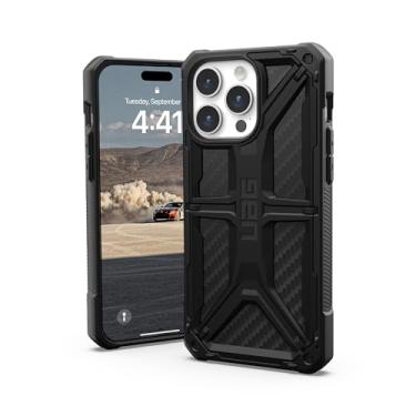 Imagem de URBAN ARMOR GEAR Capa UAG compatível com iPhone 15 Pro Max de 6,7 polegadas, capa protetora resistente à queda de fibra de carbono monarca resistente e resistente