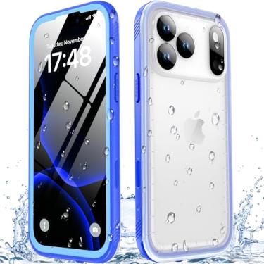 Imagem de SPORTLINK Capa à prova d'água para iPhone 17 Pro Max - Protetor de tela embutido/corpo inteiro/à prova de choque/à prova de queda/IP68 subaquático para iPhone 17 Pro Max capa de 6,9 polegadas azul