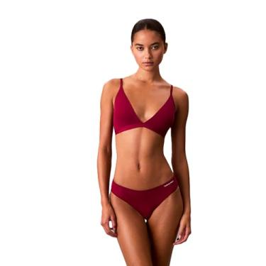 Imagem de Calvin Klein Sutiã feminino triângulo levemente forrado com forma a corpo, Vermelho beterraba, M