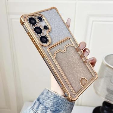 Imagem de Capa transparente com glitter gradiente para Samsung S25 S24 S23 S22 Ultra Plus A55 A35 A25 A54 A15 A14 A24 Capa à prova de choque (para S24 Ultra/dourado)