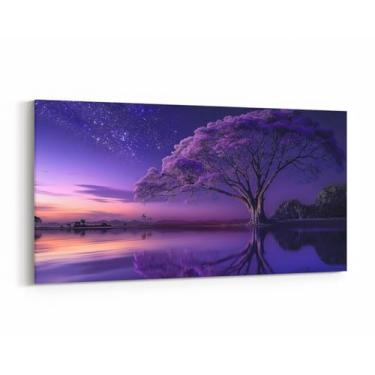 Imagem de Erosebridal Arte de parede grande de árvore, árvore da vida roxa - decoração de parede de casa de fazenda para quarto, impressões de pôsteres de pinturas naturais, impressões em tela de cenário