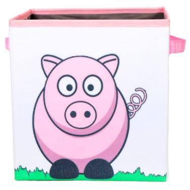 Imagem de Caixa Grande Guarda Brinquedos Bichinhos Estampa Porquinho