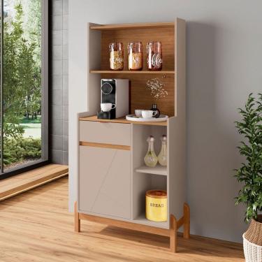 Imagem de Aparador Café Bauman 1 Porta 1 Gaveta Off White/Cedro - Pnr Móveis