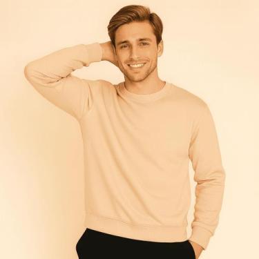 Imagem de Moletom Gola Redonda Liso  Casual Essencial - TRAJANO STORE, Bege, GG