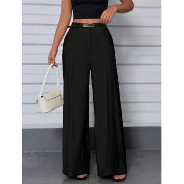 Imagem de Calça Alfaiataria Social Wide Leg Cintura Alta - Bellamari, Preto, M