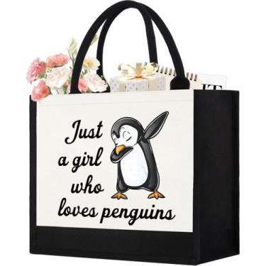 Imagem de Sacola de lona GevguxLuo Cute Penguin Print para mulheres