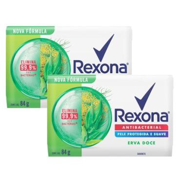 Imagem de Kit 2 Sabonete em Barra Rexona Antibacterial Erva-Doce 84g