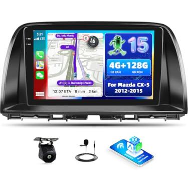 Imagem de [4G + 128G] Rádio automotivo para Mazda CX-5 2012-2015 com carro sem fio CarPlay Android Auto, tela sensível ao toque de 9 polegadas, Android 15, Mazda CX-5, estéreo automotivo com WiFi, navegação GPS